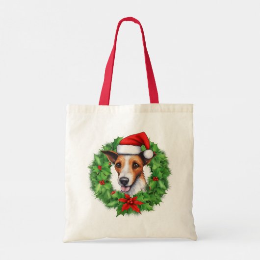 Fox Terrier Kerstkrans Canvas tas (Achterkant)