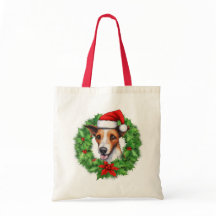 Fox Terrier Kerstkrans Canvas tas