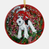 Fox Terrier Kerstmis Keramisch Ornament (Voorkant)