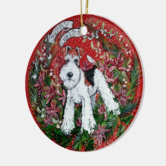 Fox Terrier Kerstmis Keramisch Ornament (Links)