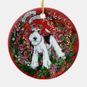 Fox Terrier Kerstmis Keramisch Ornament (Achterkant)