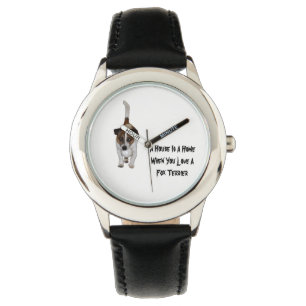Fox Terrier, Love is Logo, Kinder Leather Watch. Horloge