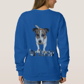 Fox Terrier met Logo, Dames blauw sweatshirt (Achterkant)