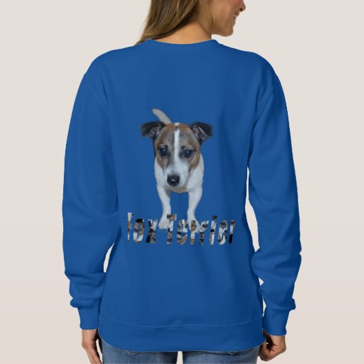 Fox Terrier met Logo, Dames blauw sweatshirt (Achterkant)