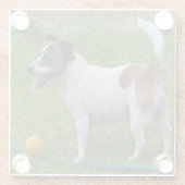 Fox Terrier met zijn bal, Glazen Onderzetter (Achterkant)