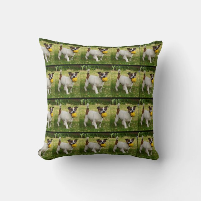 Fox Terrier met zijn buikpatroon, gooi het kussen. Kussen (Voorkant)
