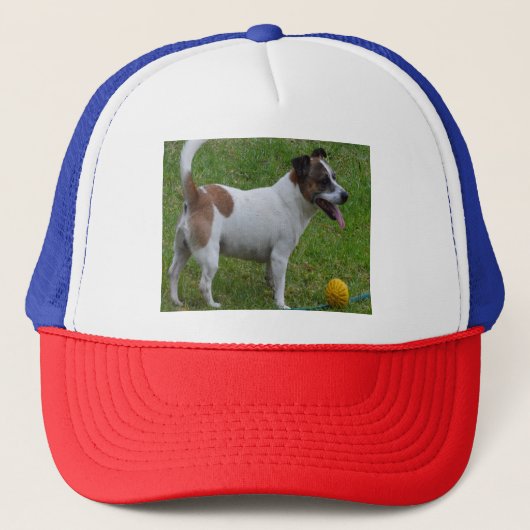 Fox Terrier met zijn gele bal, Trucker Hat Pet (Voorkant)