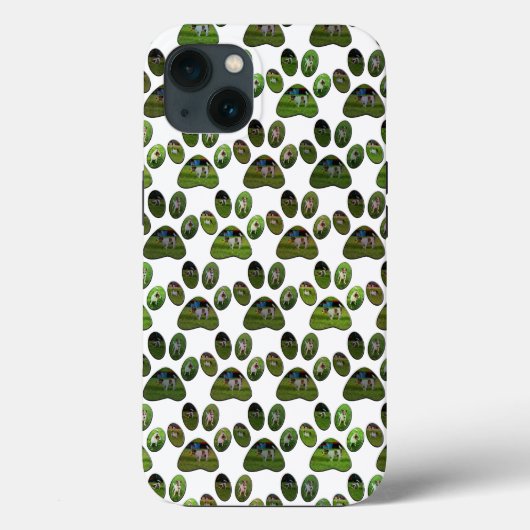 Fox terrier Paw Prints, iPhone 13 Hoesje (Achterkant)