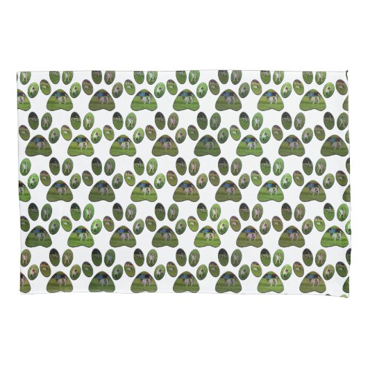 Fox terrier Paw Prints, Pillow Hoesje Kussensloop (Voorkant)