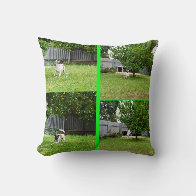 Fox Terrier Photo Collage, Throw Cushion. Kussen (Voorkant)