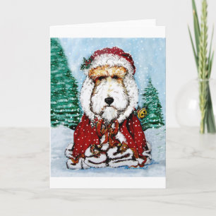 Fox Terrier Santa Claus. Feestdagen Kaart