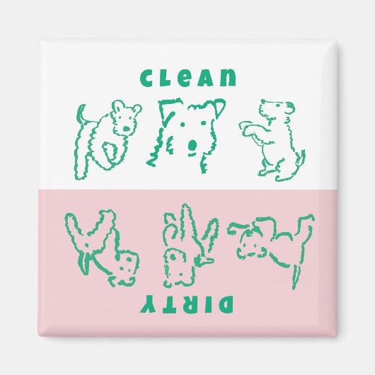 Fox Terrier Schoon Vuile Afwasmachine Magneet (Voorkant)