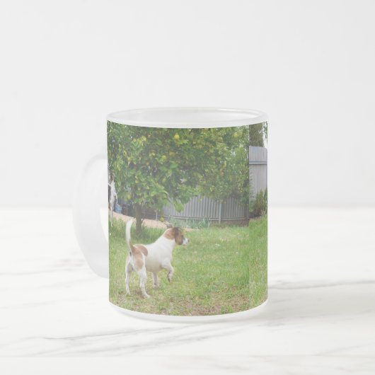 Fox Terrier springt in een boom, Matglas Koffiemok (Voorkant links)