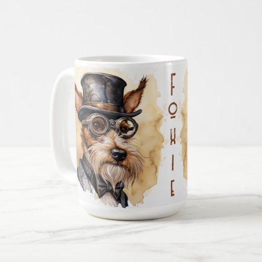 Fox Terrier Steampunk Hond Koffiemok (Voorkant links)