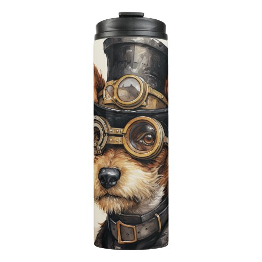 Fox Terrier Steampunk Hond Thermosbeker (Voorkant)
