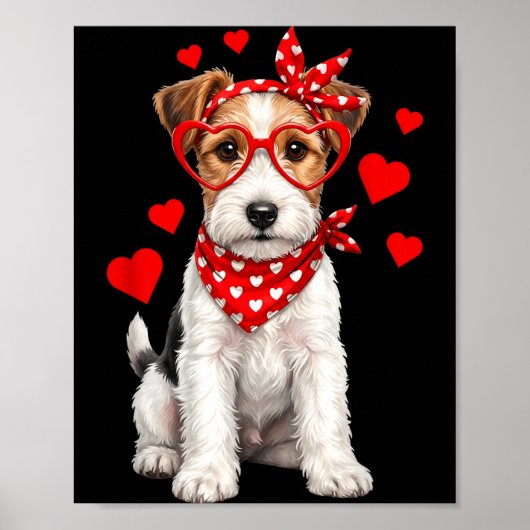 Fox Terrier Valentines Day Wirehaired Dog Lover He Poster (Voorkant)