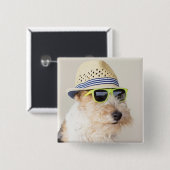 Fox Terrier Vierkante Button 5,1 Cm (Voorkant /achterkant)