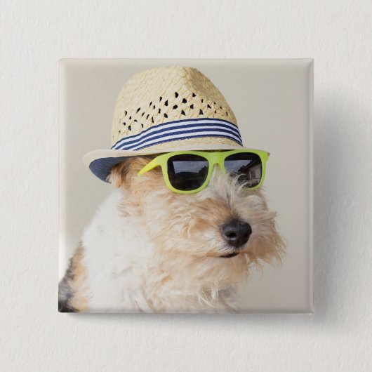 Fox Terrier Vierkante Button 5,1 Cm (Voorkant)