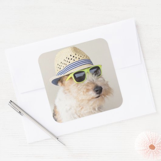 Fox Terrier Vierkante Sticker (Envelop)
