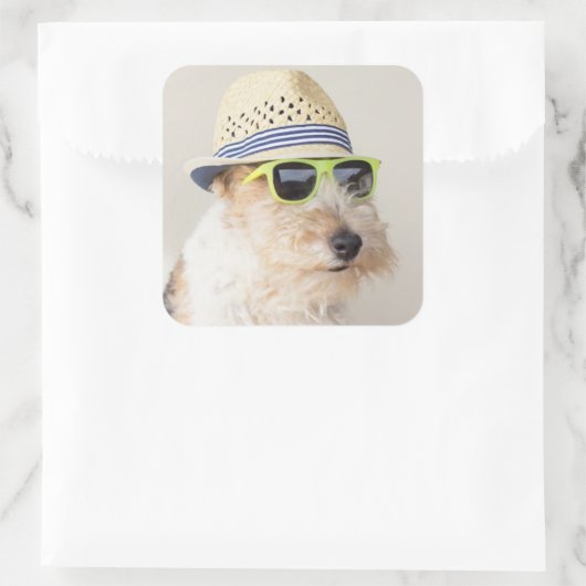 Fox Terrier Vierkante Sticker (Tas)