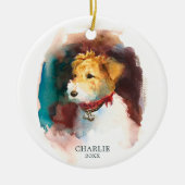 Fox Terrier Waterverf - Aangepaste naam huisdier Keramisch Ornament (Voorkant)