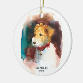 Fox Terrier Waterverf - Aangepaste naam huisdier Keramisch Ornament (Links)