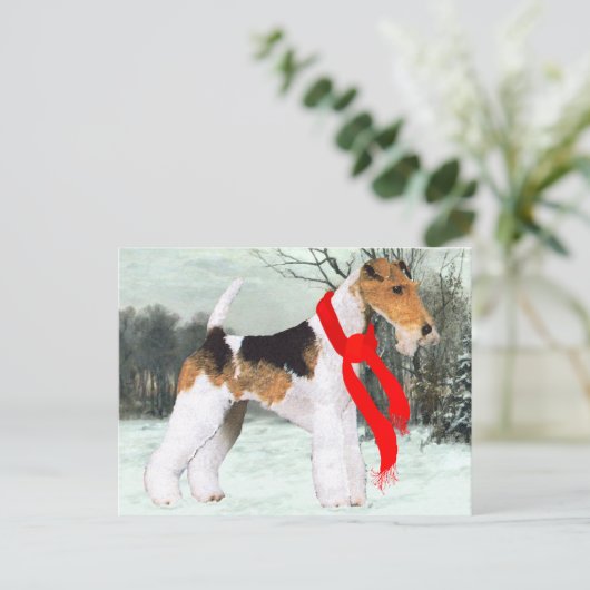 Fox Terrier Winter Briefkaart (Staand voorkant)