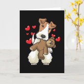 Fox Terrier Wirehaire Dog met Stuffed Animal Kaart (Gele Bloem)