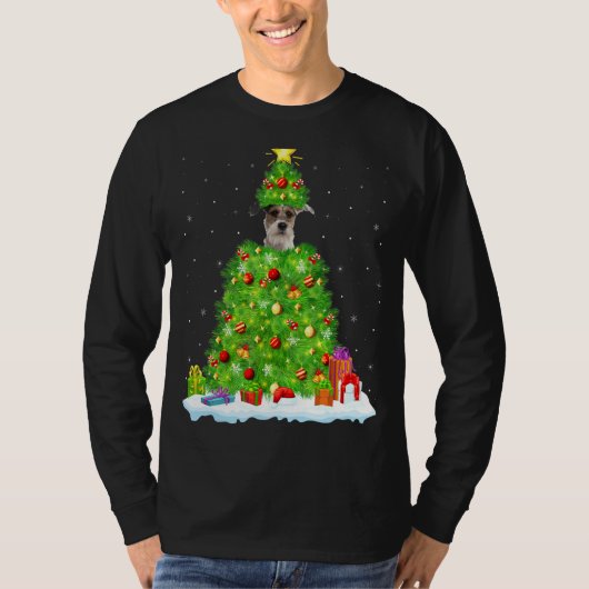 Fox Terrier Xmas Lighting Tree Funny Fox Terrier C T-shirt (Voorkant)