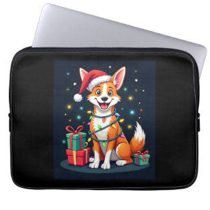 Fox Terrier Xmas Verlichting Kerstman Fox Terrier Laptop Sleeve