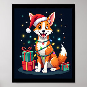 Fox Terrier Xmas Verlichting Kerstman Fox Terrier Poster
