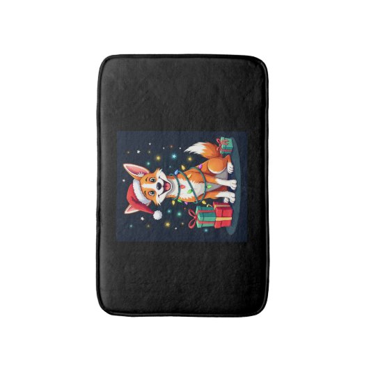 Fox Terrier Xmas Verlichting Santa Fox Terrier Hon Badmat (Voorkant Verticaal)