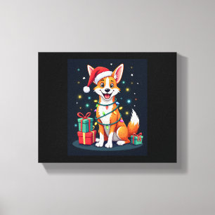 Fox Terrier Xmas Verlichting Santa Fox Terrier Hon Canvas Afdruk