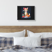 Fox Terrier Xmas Verlichting Santa Fox Terrier Hon Canvas Afdruk (Insitu (Slaapkamer))