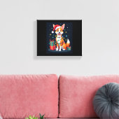 Fox Terrier Xmas Verlichting Santa Fox Terrier Hon Canvas Afdruk (Insitu (Woonkamer))