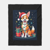 Fox Terrier Xmas Verlichting Santa Fox Terrier Hon Fleece Deken (Voorkant)