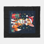 Fox Terrier Xmas Verlichting Santa Fox Terrier Hon Fleece Deken (Voorkant (Horizontaal))