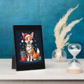 Fox Terrier Xmas Verlichting Santa Fox Terrier Hon Fotoplaat (Zijkant)