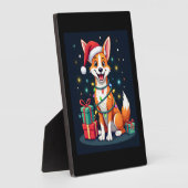 Fox Terrier Xmas Verlichting Santa Fox Terrier Hon Fotoplaat (Zijkant)