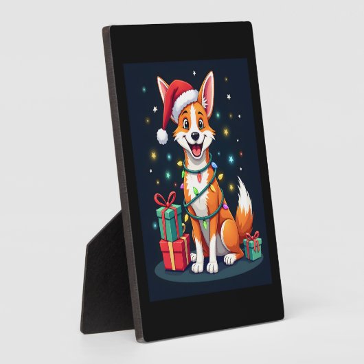 Fox Terrier Xmas Verlichting Santa Fox Terrier Hon Fotoplaat (Zijkant)