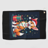 Fox Terrier Xmas Verlichting Santa Fox Terrier Hon Golfhanddoek (Horizontaal)