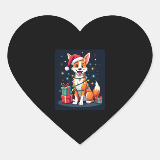 Fox Terrier Xmas Verlichting Santa Fox Terrier Hon Hart Sticker (Voorkant)