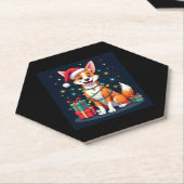 Fox Terrier Xmas Verlichting Santa Fox Terrier Hon Kartonnen Onderzetters (Schuin)