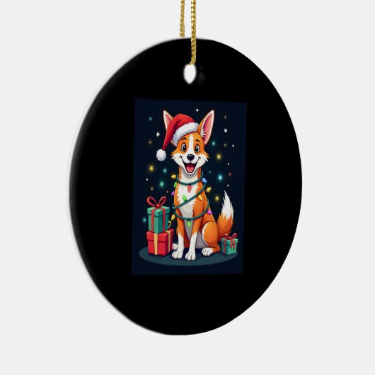 Fox Terrier Xmas Verlichting Santa Fox Terrier Hon Keramisch Ornament (Rechts)