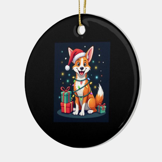 Fox Terrier Xmas Verlichting Santa Fox Terrier Hon Keramisch Ornament (Links)