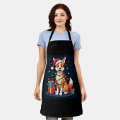 Fox Terrier Xmas Verlichting Santa Fox Terrier Hon Schort (Gedragen)