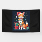Fox Terrier Xmas Verlichting Santa Fox Terrier Hon Spandoek (Horizontaal)