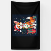 Fox Terrier Xmas Verlichting Santa Fox Terrier Hon Spandoek (Verticaal)