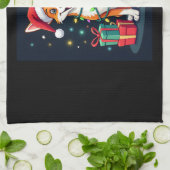 Fox Terrier Xmas Verlichting Santa Fox Terrier Hon Theedoek (Gevouwen)