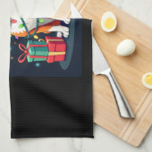 Fox Terrier Xmas Verlichting Santa Fox Terrier Hon Theedoek (Quarter Fold)